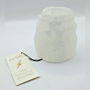 Selenite Crystal Tea Light Candle Holder Natural Mountain Healing Crystal